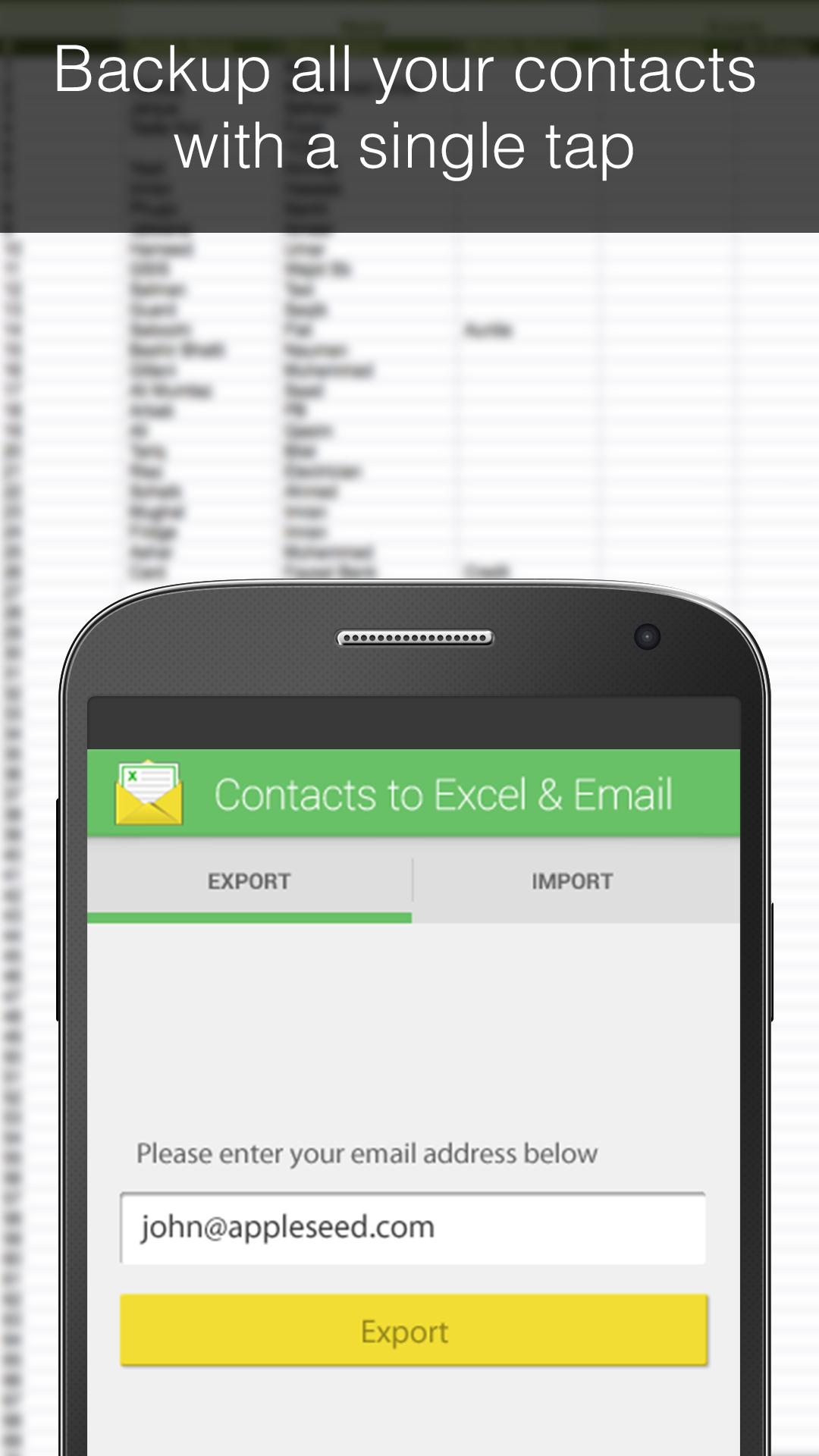 Contacts Backup Excel & Email