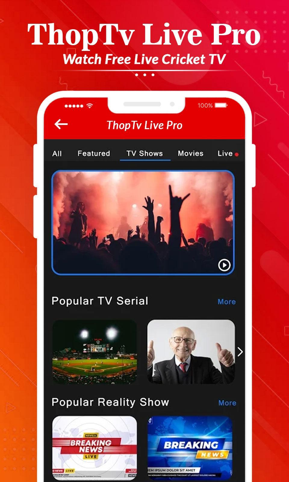 Thop TV : Live Cricket TV - Free HD Live TV Guide