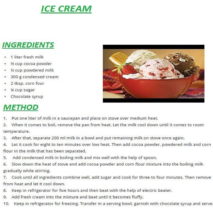 Ice Cream English Recipes