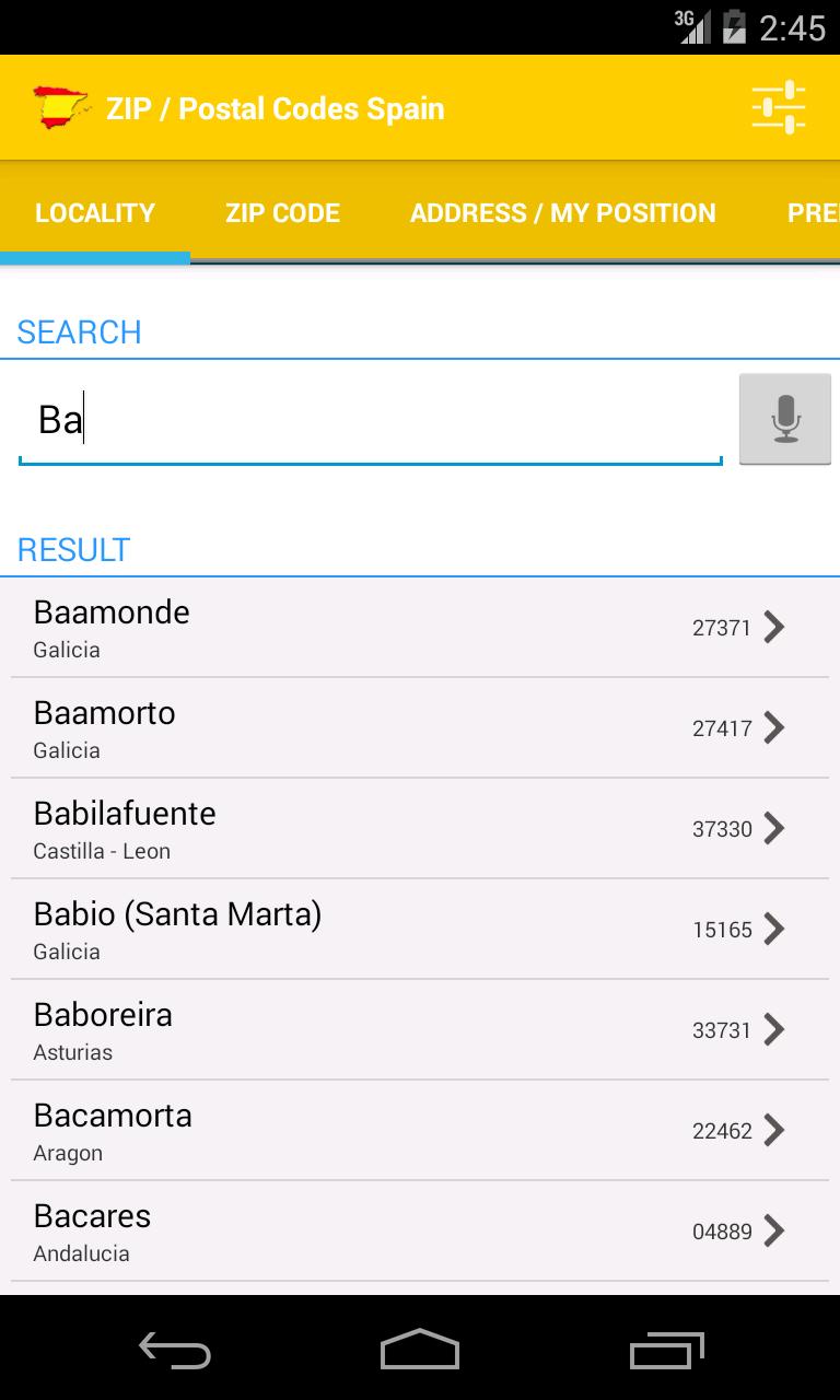 ZIP / Postal Codes Spain