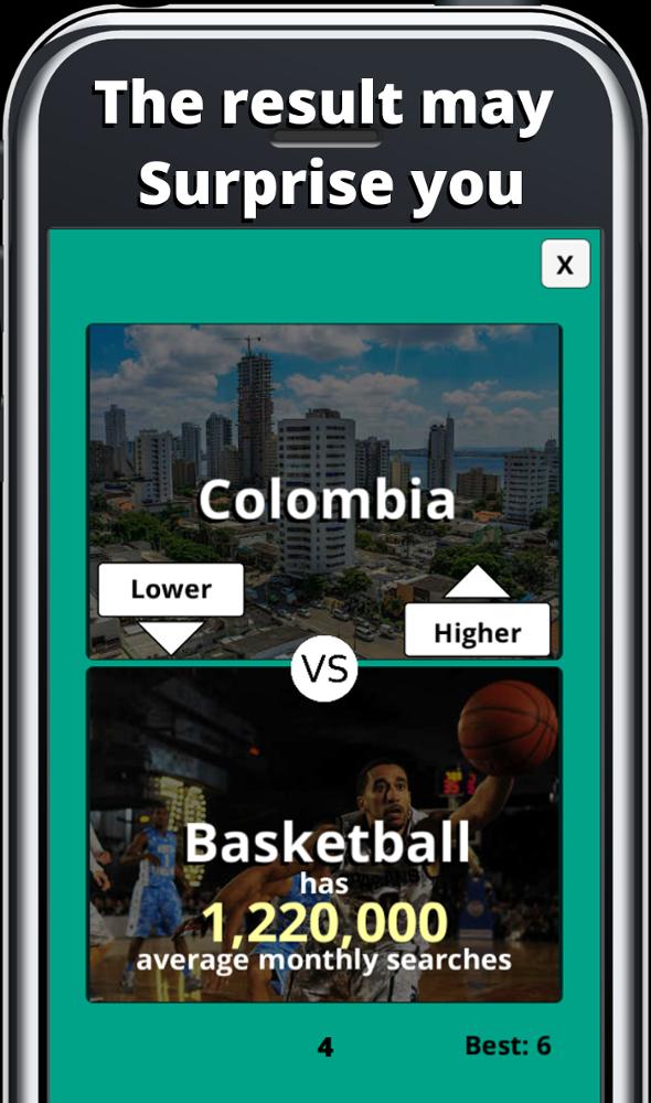 Higher Lower : Internet Search