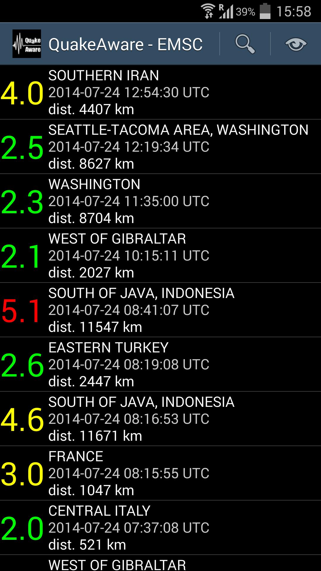 QuakeAware Earthquakes Near Me