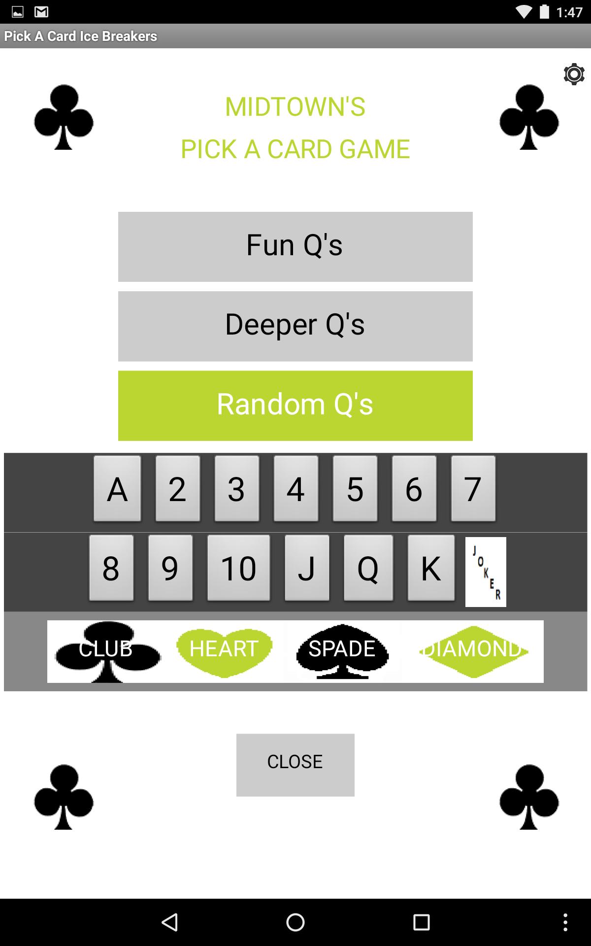 Pick A Card Ice Breakers