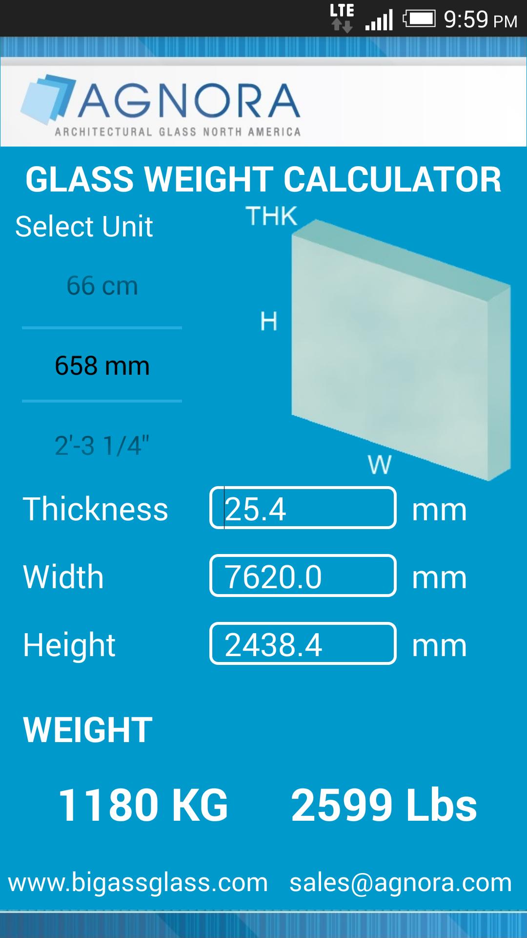 Glass Weight Calculator