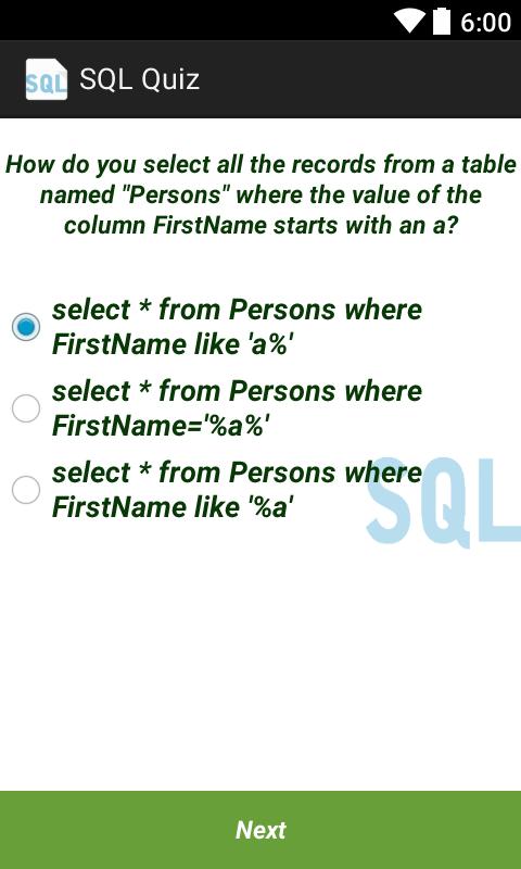 SQL Quiz
